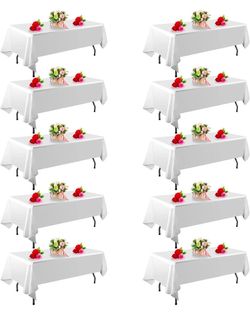 10 Pack White Table Cloth Rectangle Table 60 x 102
