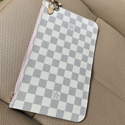 LV Wristlet Damier Azur Canvas Clutch Bag