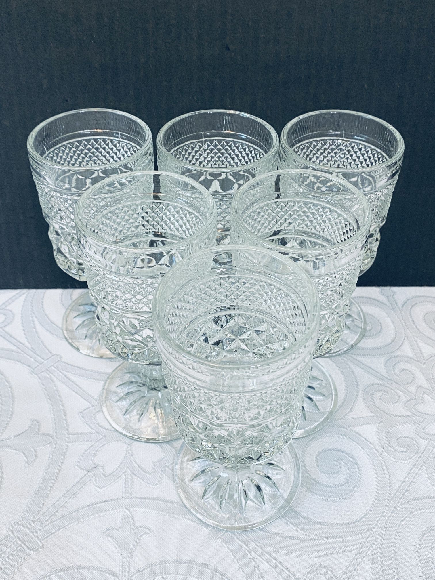 (6) VNTG Anchor Hocking Wexford Stemmed Wine Water Glass Goblets 5 3/8"