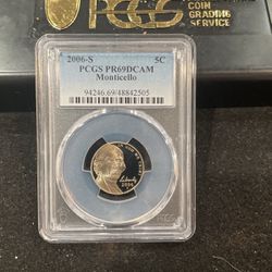 2006 S Gem Proof Monticello Jefferson Nickel Graded At PR69 With A Deep Cameo 12-7