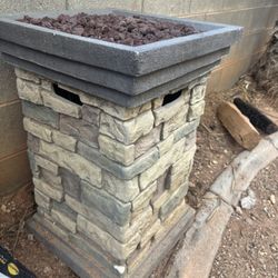 Stone Fire Pit With Lava Rock Fill 