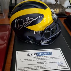 Devin Bush Signed Mini Helmet