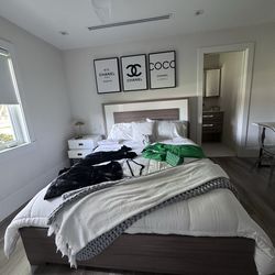 Modern Queen Taupe Panel Bed