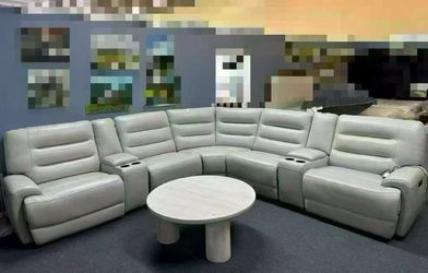 Aubrey 7-piece Leather Power Zero Gravity Reclining Sectional with Power Headrests，$2280