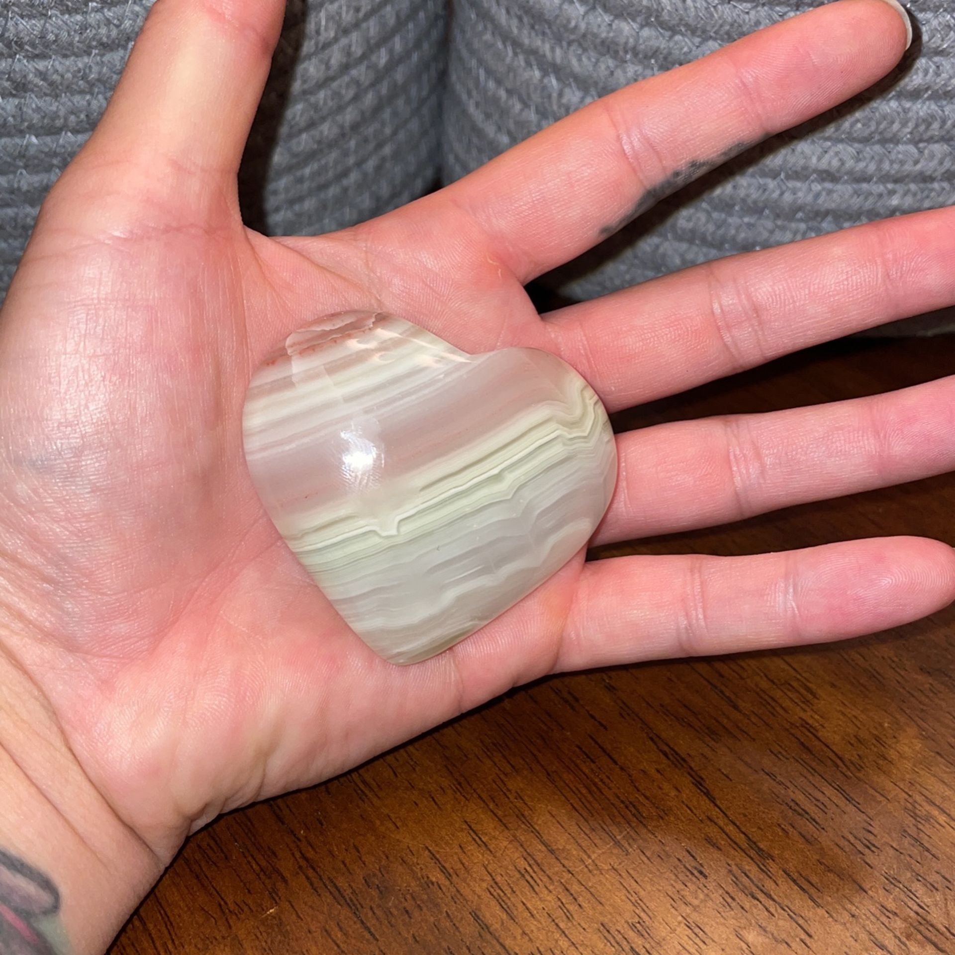 Pink Banded Onyx Heart