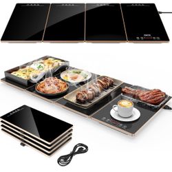 FEPPO Electric 4in1 Food Warming Tray w/ 10 Temps & Timer, 33"x15" Glass Surface