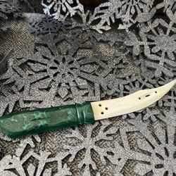 VTG Beautiful Green RARE 8.5 X 1” Malachite and Bone Letter Opener