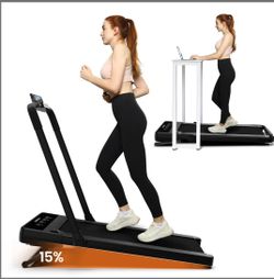 Uorkay Foldable Walking Pad 0.6-7.6 MPH speeds With Auto Incline, Under Desk Treadmills For Home With 15% Incline.