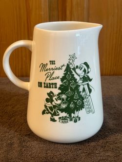 Disney Parks Merriest Place on Earth Christmas Ceramic Pitcher 67oz - Mint Condition