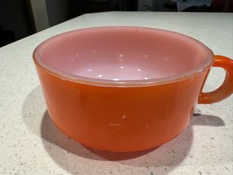 Glasbake Orange Handled Bowl 