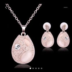 Opal Oval Rhinestone Jewelry Set 