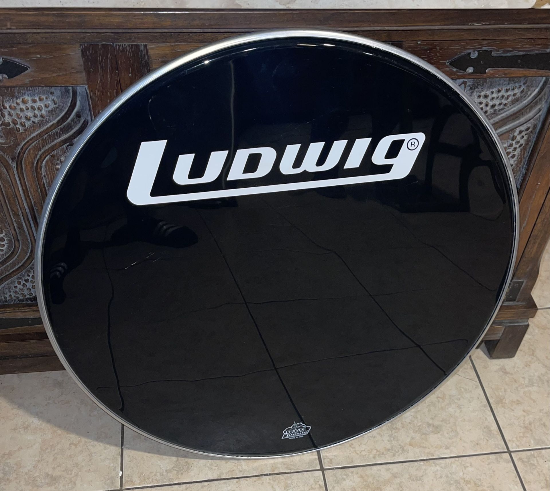 Vintage Ludwig 26” Bass Drum Head – Black