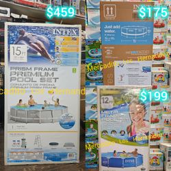 Intex Metal Frame Swimming Pools 🔥10ft 12ft 15ft NEW
