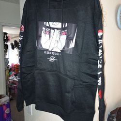 Naruto Itachi Uchiha Black Hoodie Size Large