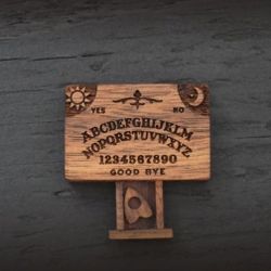 Miniature Ouija Board with Drawer, Vintage Décor Game, Wooden Spirit Board