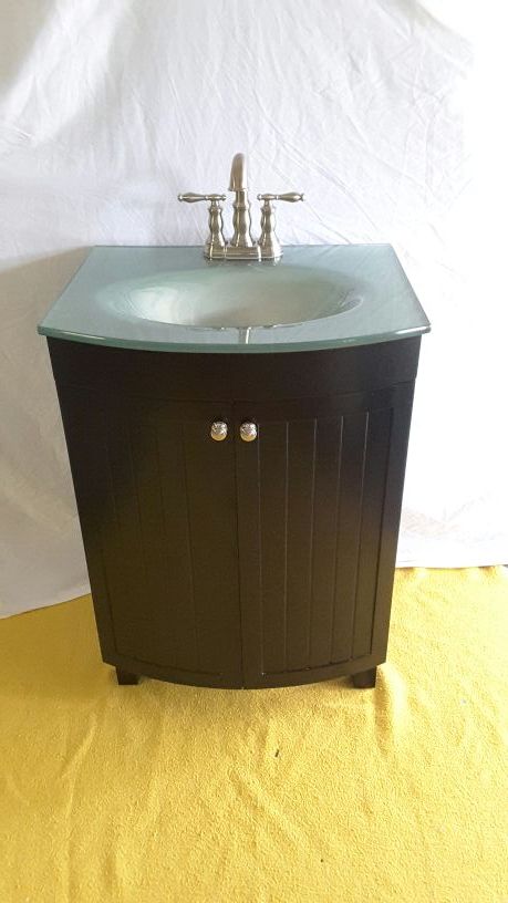 Single Sink Bathroom Vanity with Glass.