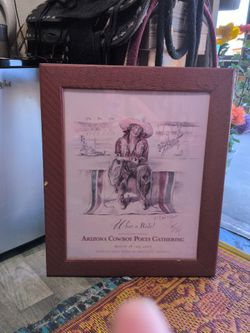 Lynn Brown Cowgirl Western Art Framed Poster – Arizona Cowboy Poets Gathering Approx. 20x24"