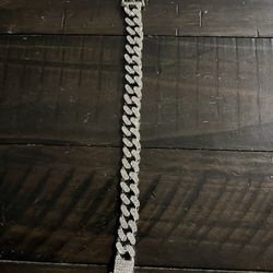 8” Iced Out Cuban Link Bracelet, Stainless Steel 