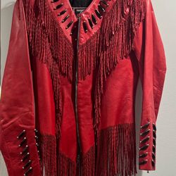 Women’s Medium Leather Jacket And Chaps