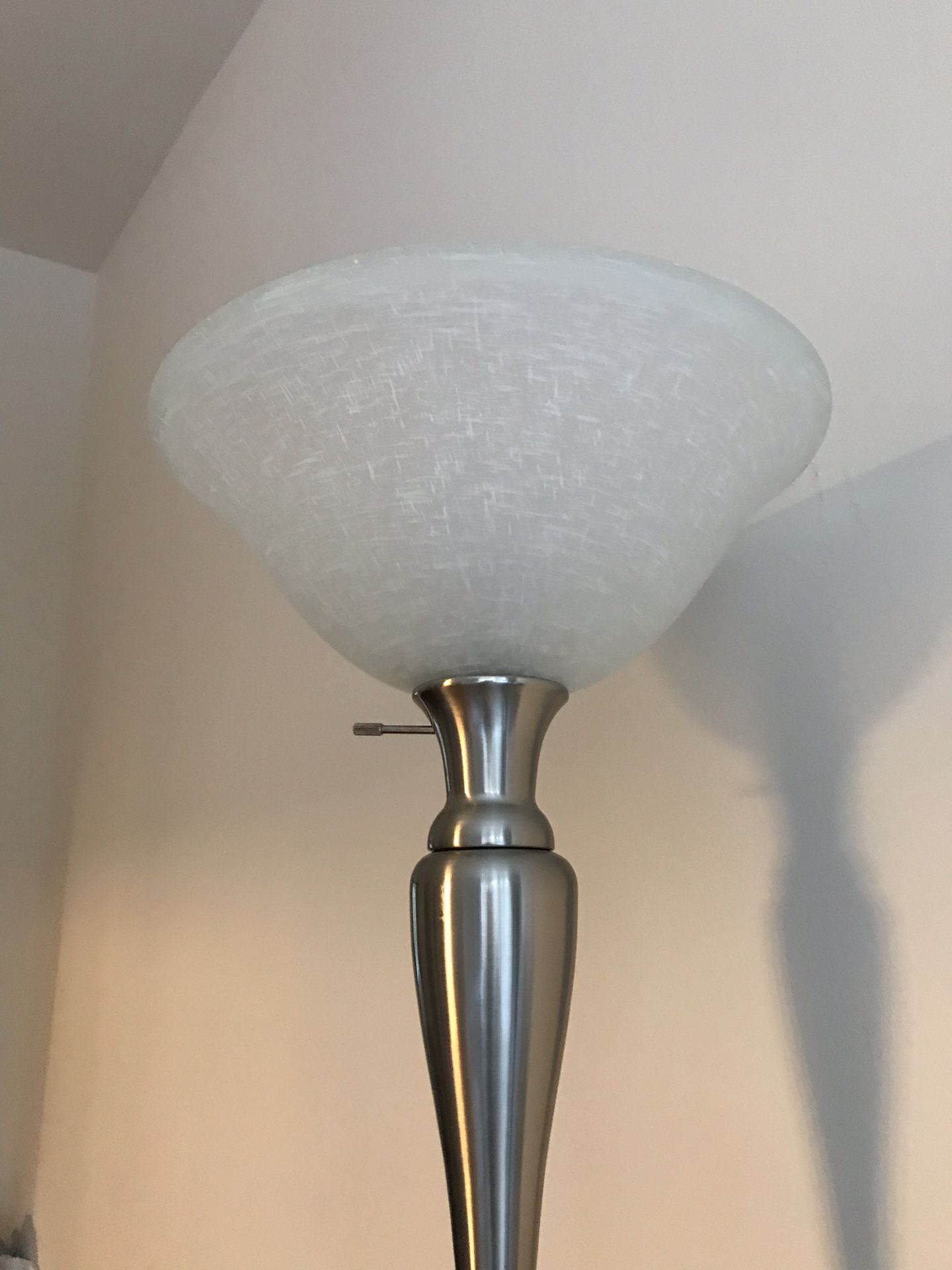 Tall Dimmable Silver Glass Floor Lamps (Two Available)