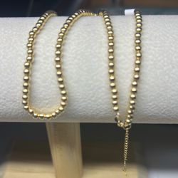 18K Gold Bubble/Bead Necklace – 3mm – 16–18” Adjustable