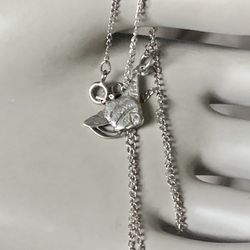 Vintage Sterling Silver Etched Detail Fish Charm  Pendant & Chain Necklace 18” Both are Sterling Silver Total Weight  2.64 Gram  Great Condition 