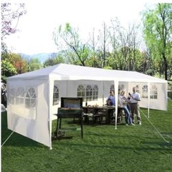 Tangkula 10x30 Ft Canopy Tent Tangkula 10x30 Ft Canopy Tent, Heavy Duty Party Tent with 5 Removable Sidewalls, Wind Ropes, Ground Stakes