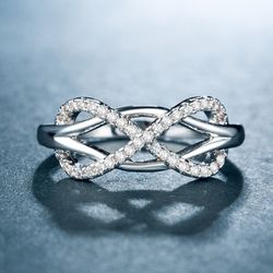 "Infinity 925 Silver Unique designs Cross Ring for Women, VIP371