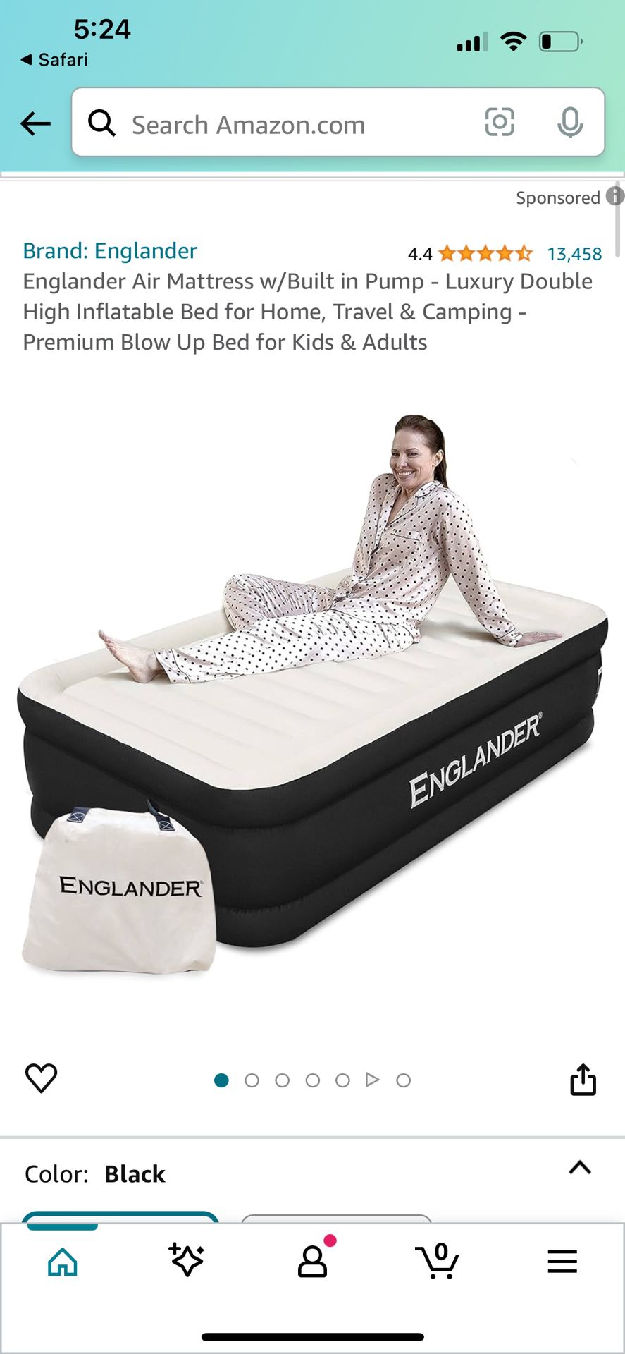 Englander Air Mattress w/Built in Pump - Luxury Double High Inflatable Bed for Home, Travel & Camping - Premium Blow Up Bed for Kids & Adults