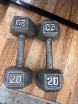 20 lb Cast Iron Hex Dumbbells Pair
