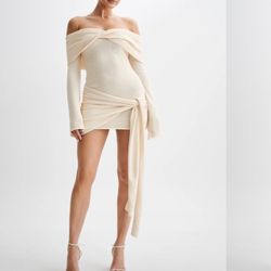 Camryn Off Shoulder Tie knit Mini Dress
