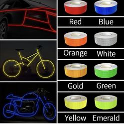 🆕 In 📦 8Rolls of 8Colors High-Visibility Reflective Tape-Waterproof Self-Adhesive Safety Stickers for Outdoor Nighttime Visibility,Trailers,Clothing