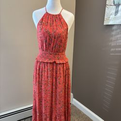 Lost + Wander Pink Smocked maxi dress -size Small 