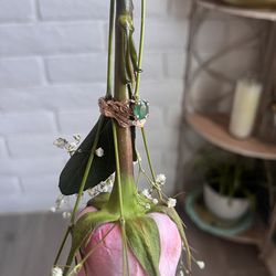 Emerald Engagement Ring With Wedding Band