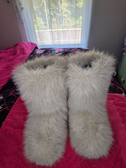 White Faux Fur Boots