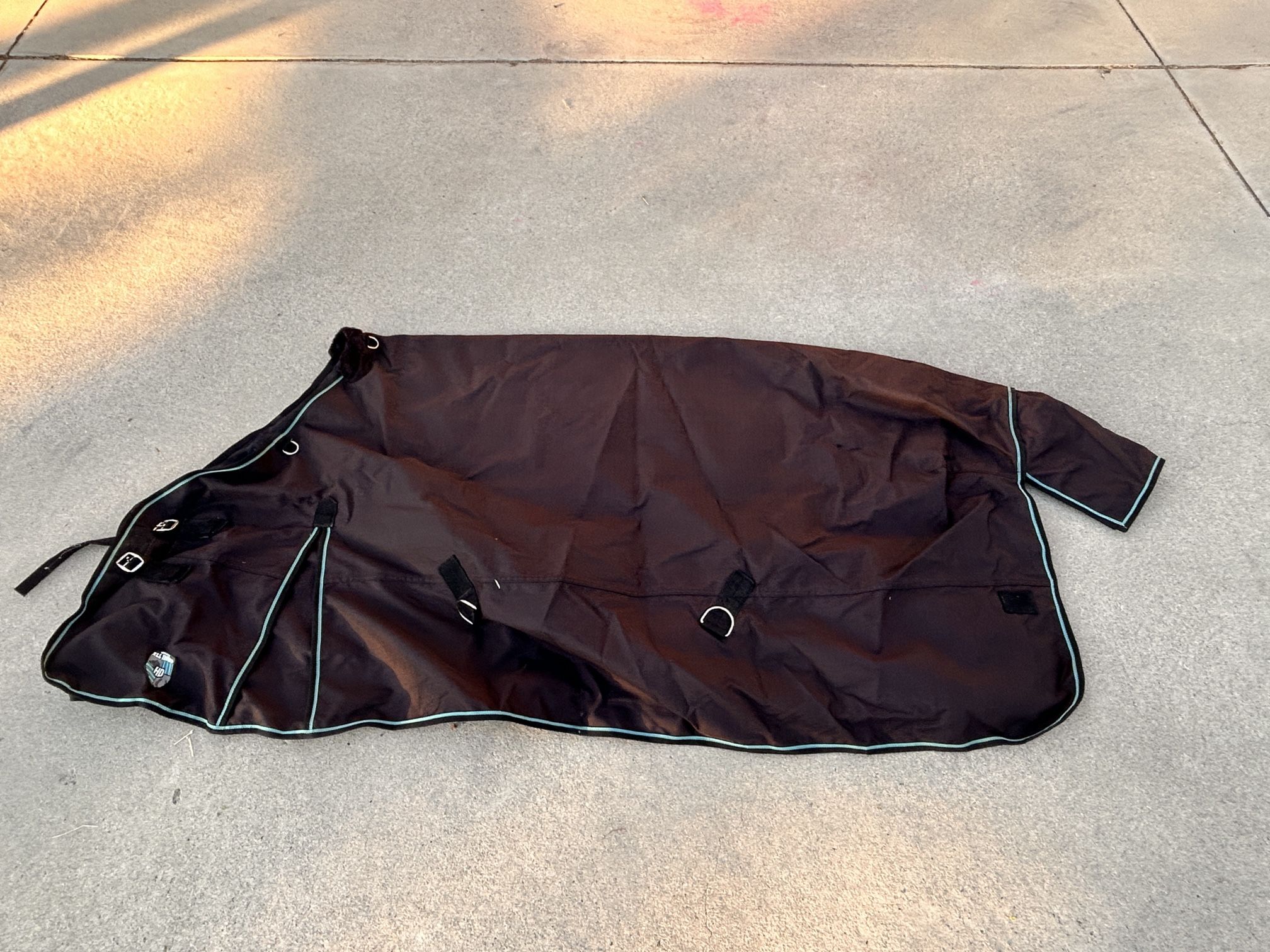 Kensington All Around HD Horse 78” Rain Sheet Black with Teal Stripe on Edge