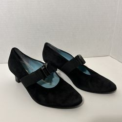 I Thierry Rabotin Made In Italy Size 38 (7) Black Suede Mary Jane Pumps Shoes