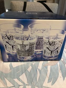 Mikasa - Parisian Scene, Set Of 4 Double Old Fashioned Glasses - NEW Old Stock