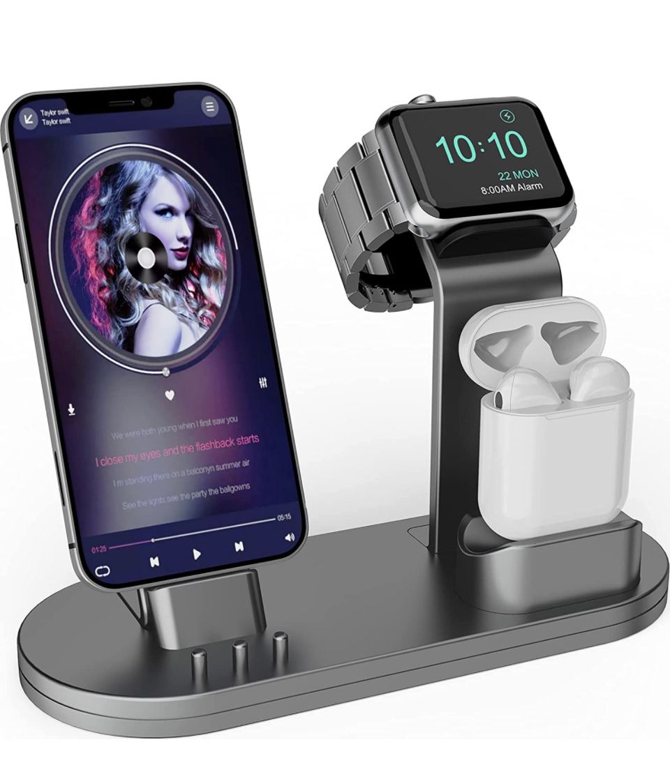 NEW! 3 in 1 Charging Stand iwatch Stand, Charging Station Compatible with iWatch SE/6/5 /4/3 /2/1, AirPods Pro and iPhone Series 12/11/ X /8/7 /6S /5 
