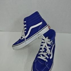 Vans Hi Top Blue Canvas Athletic Skateboarding Sneakers Shoes Youth Size 5