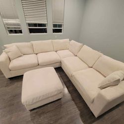 New 99x99 Corduroy Sectional Couch / Free Delivery 