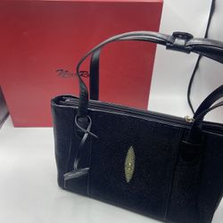Large Nina Raye Genuine Stingray Black Skin Purse / Handbag