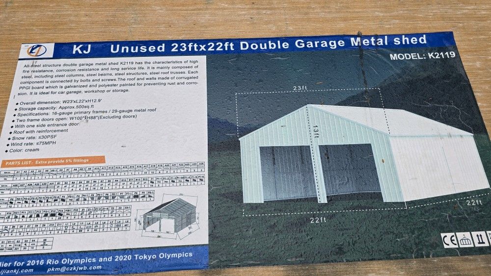 22x22 Double car garage metal shop Carport