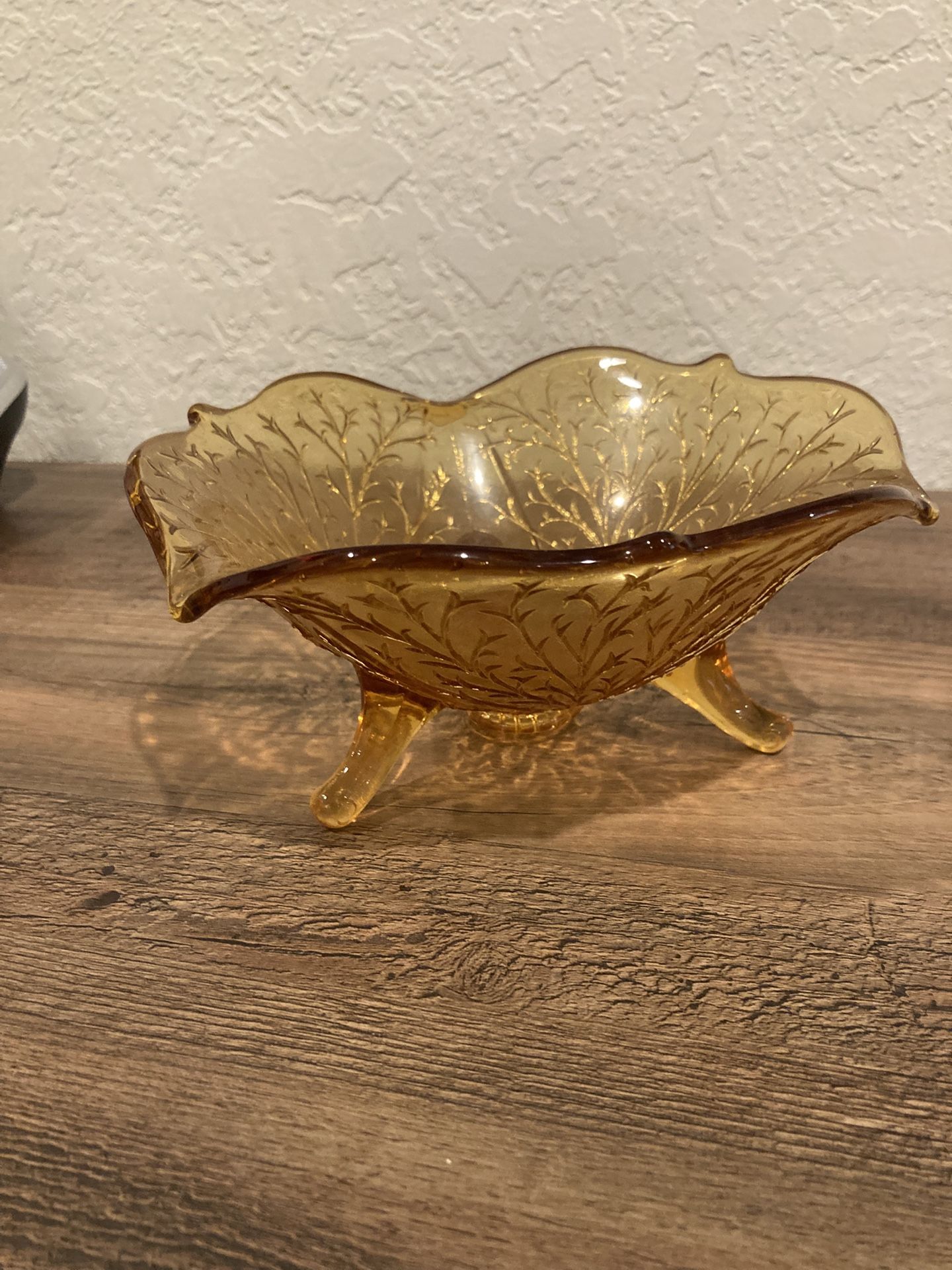 Antique Vintage 1930’s-1950’s Amber Colored Glass Bowl