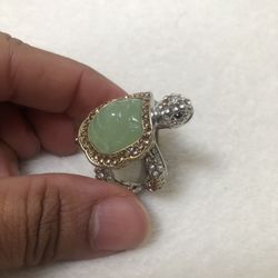 Jade Tortoise Finger Ring (good Luck Charm)