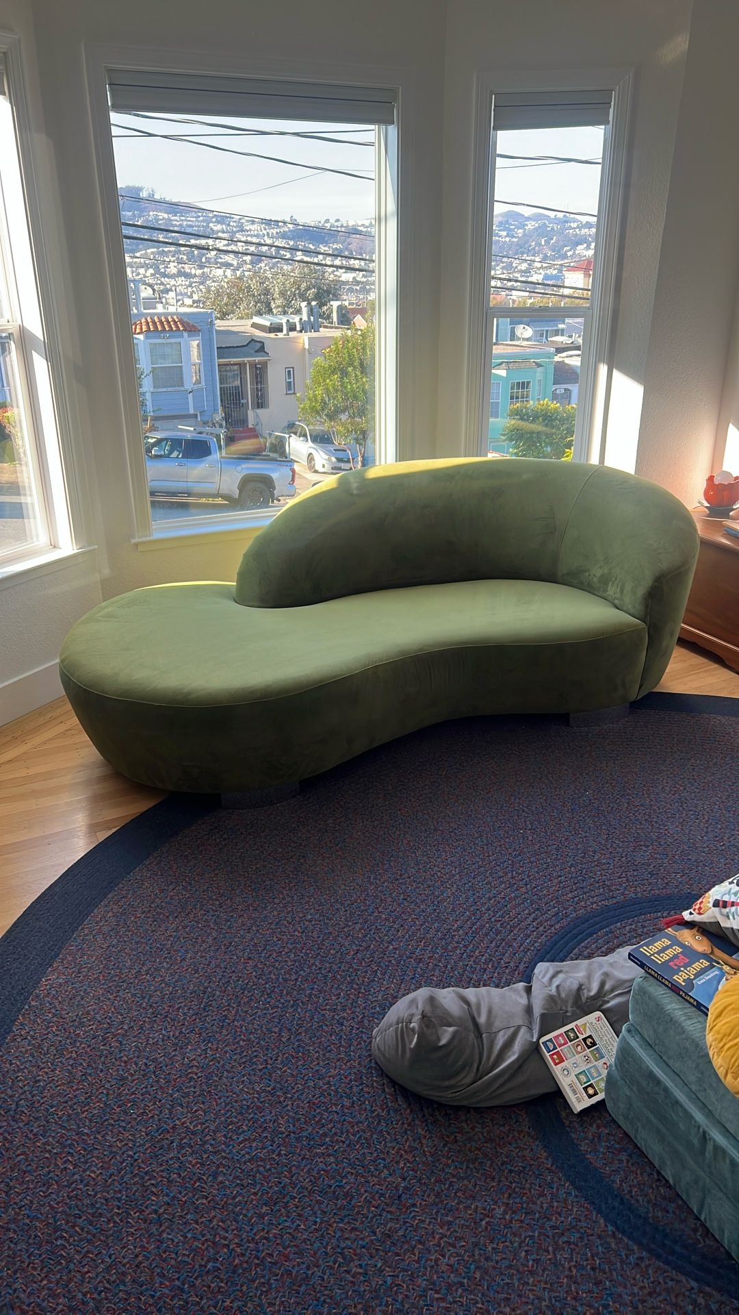 Couch / Lounge Chair - Vintage Green Velvet 