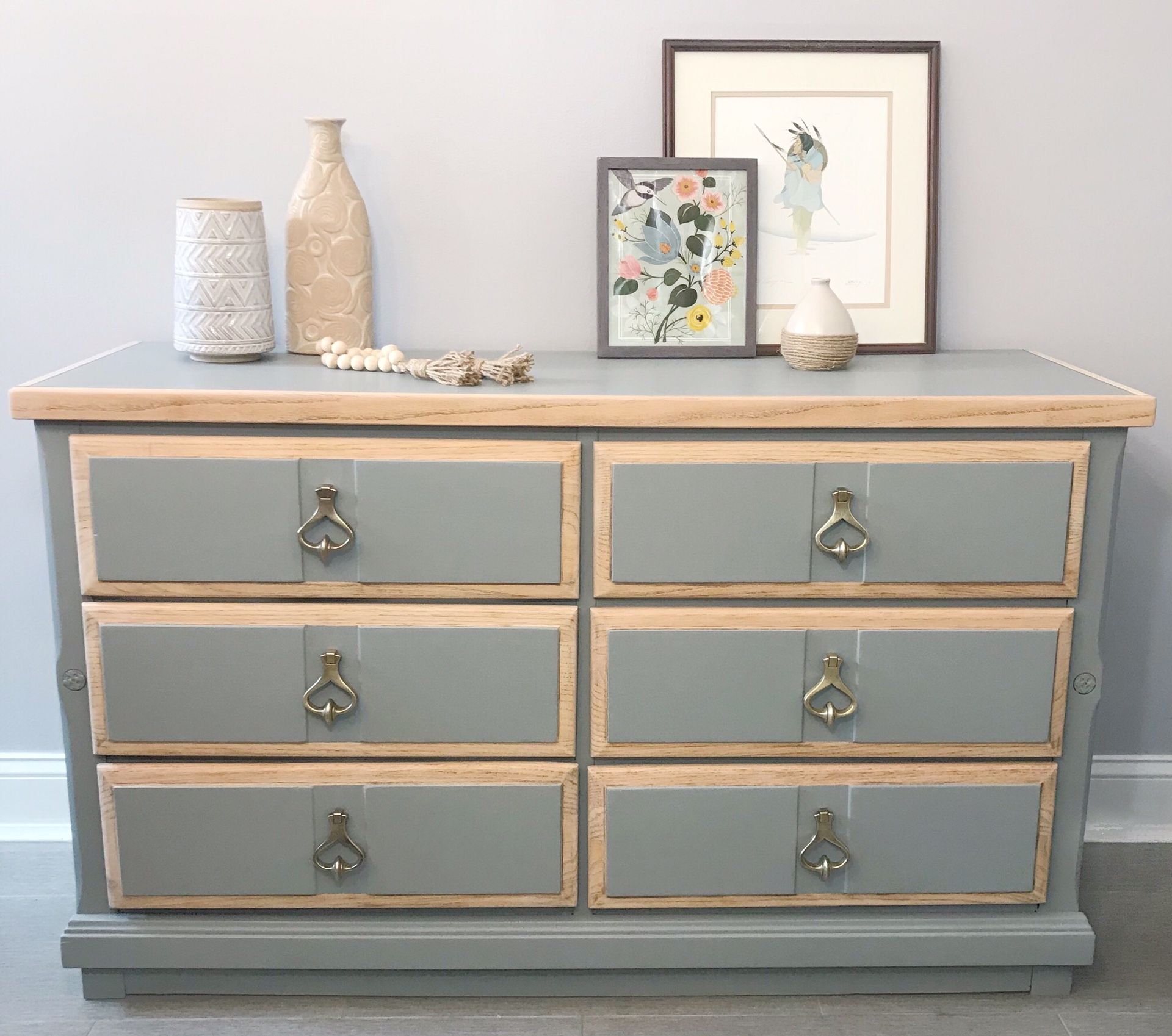 Wood Desk, Chair, and Dresser Set