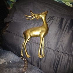 Mid Century Vintage Brass Deer  Statue