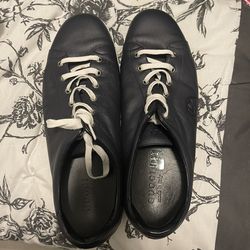 Gucci Men's Dark Blue Leather Sneakers with White Laces