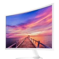 Samsung Curved 1920x1080 HDMI VGA Monitor, White, 27"